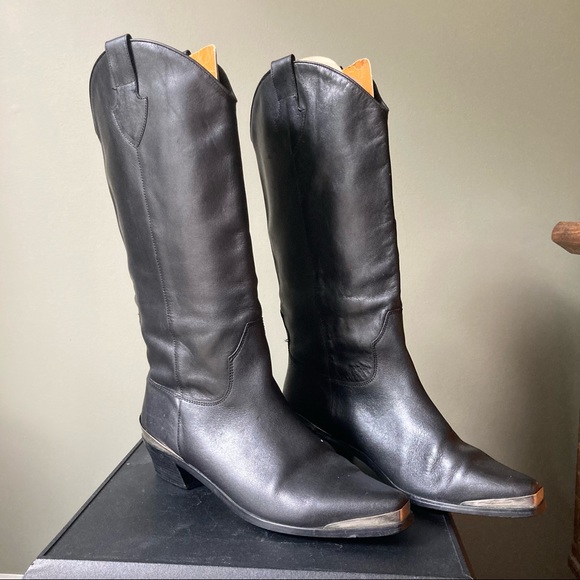 Nicole | Shoes | Nicole Catleia Plano Black Leather Western Cowboy ...